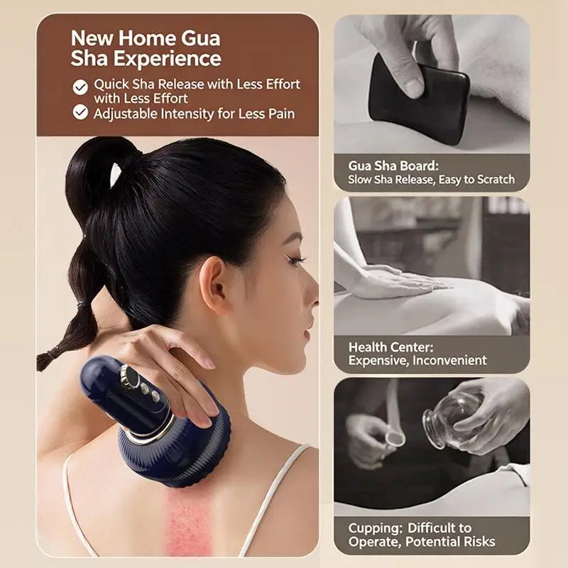 4-in-1 Electric Gua Sha Cupping Massager – Heat, Suction & Rolling for Abdomen, Arms & Legs