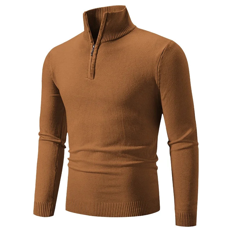 Men's Half-Turtleneck Knit Sweater — Slim Fit Base Layer in 10 Colors | British Style