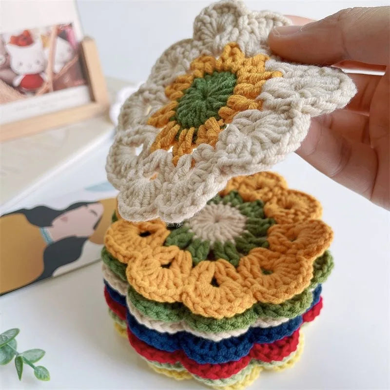 DIY Handmade Coaster Crochet Kit For Beginners Flower Sewing Material Package Hand Knitting For Kids Adults Crochet Lovers