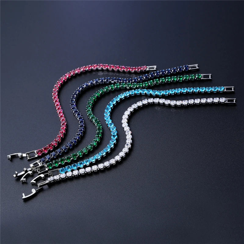 Iced Out Tennis Bracelet — 4mm Cubic Zirconia Crystal Chain for Men & Women
