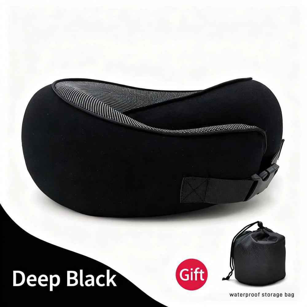 Memory Foam U-Shaped Pillow, Foldable Neck Pillow for Travel, Airplane Trips, Nap, Cervical Neck Support Pillow