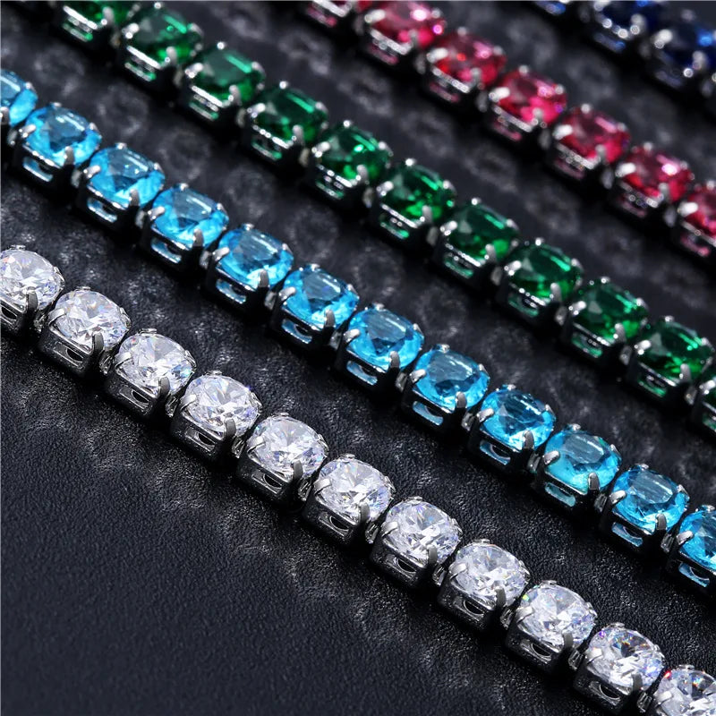 Iced Out Tennis Bracelet — 4mm Cubic Zirconia Crystal Chain for Men & Women