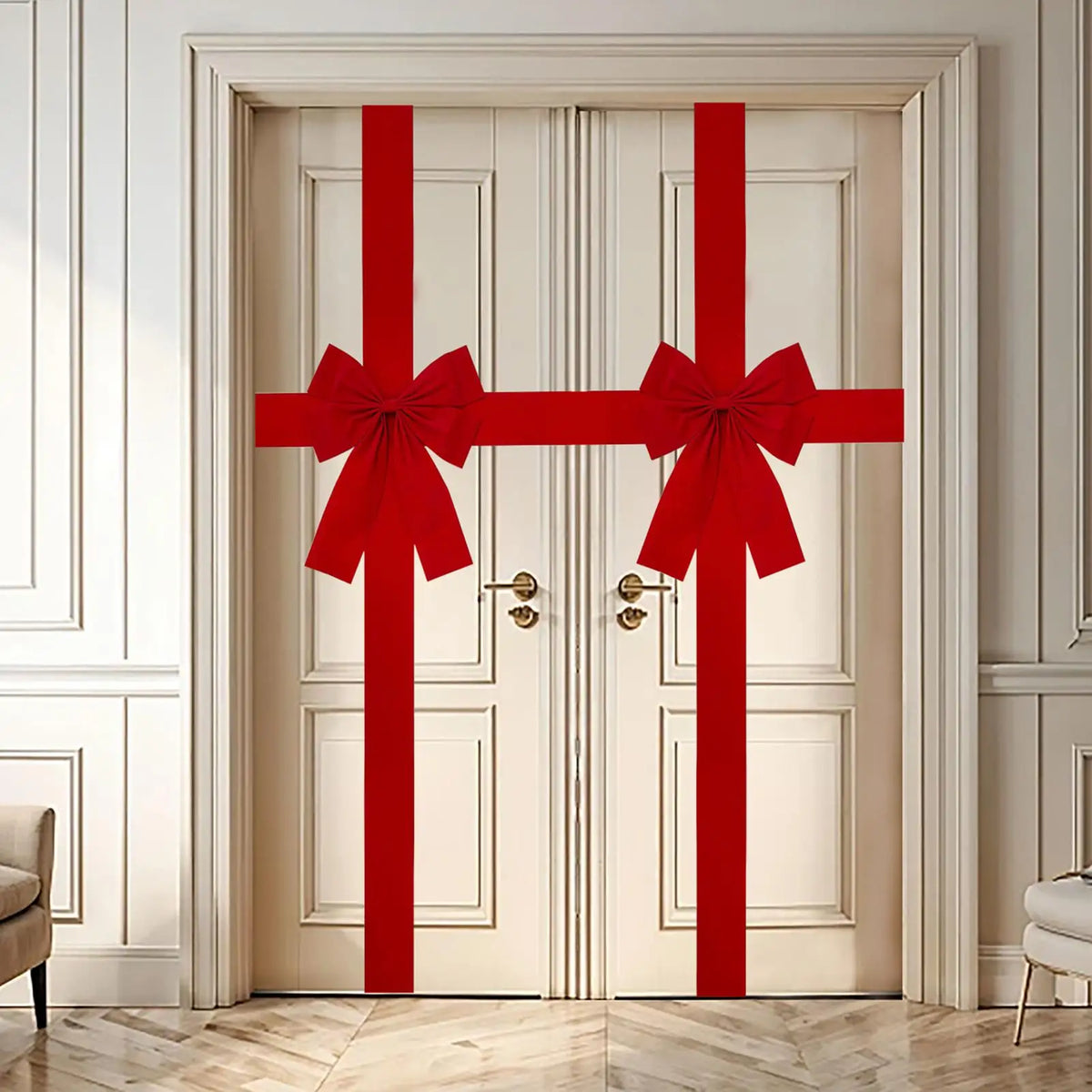Christmas Door Hanging Bow Ribbon