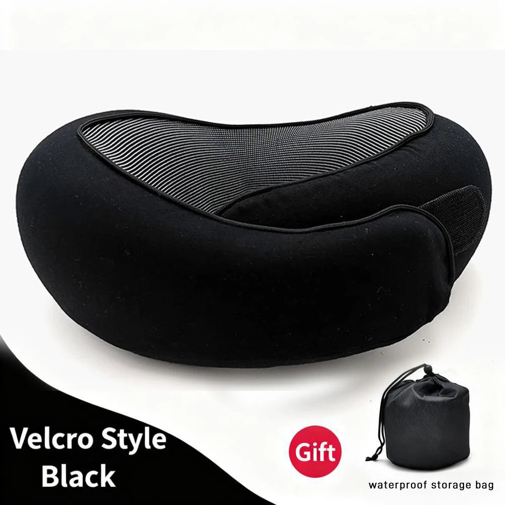 Memory Foam U-Shaped Pillow, Foldable Neck Pillow for Travel, Airplane Trips, Nap, Cervical Neck Support Pillow
