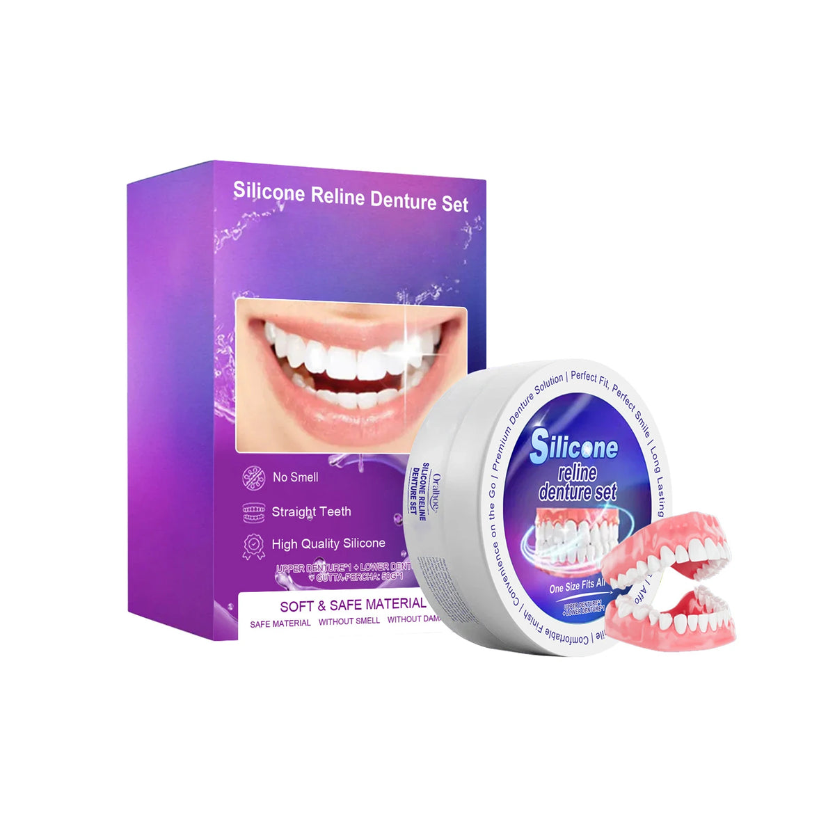 Denture Reliner Kit – Moldable Temporary Teeth Braces with Adhesive Glue