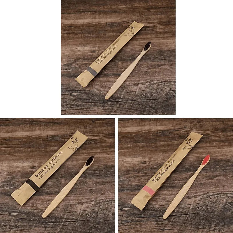 Natural Bamboo Toothbrush – Eco-Friendly Soft Bristle Oral Care (1 or 3 Pack)