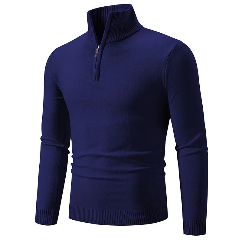 Men's Half-Turtleneck Knit Sweater — Slim Fit Base Layer in 10 Colors | British Style