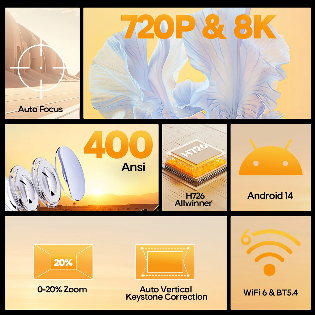 Magcubic HY300 Max & GT Mini Projector — 400 ANSI, Auto Focus, 8K Decoding, Android 14 | WiFi 6