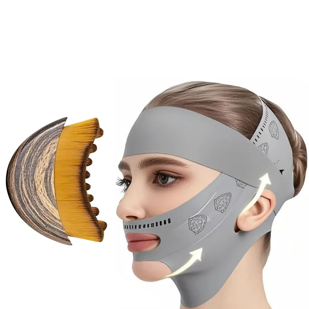 V-Line Face Sculpting Set – Lymphatic Lifting Bandage & Massage Brush for Jawline & Double Chin