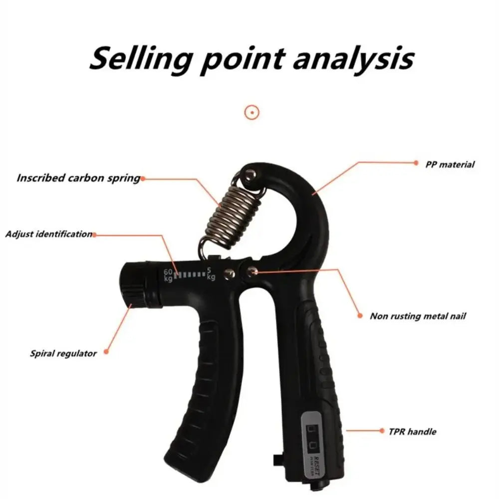 Adjustable Hand Grip Strengthener — 5–60kg Wrist & Finger Trainer for Gym, Rehab & Sports