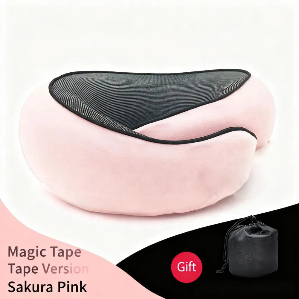 Memory Foam U-Shaped Pillow, Foldable Neck Pillow for Travel, Airplane Trips, Nap, Cervical Neck Support Pillow