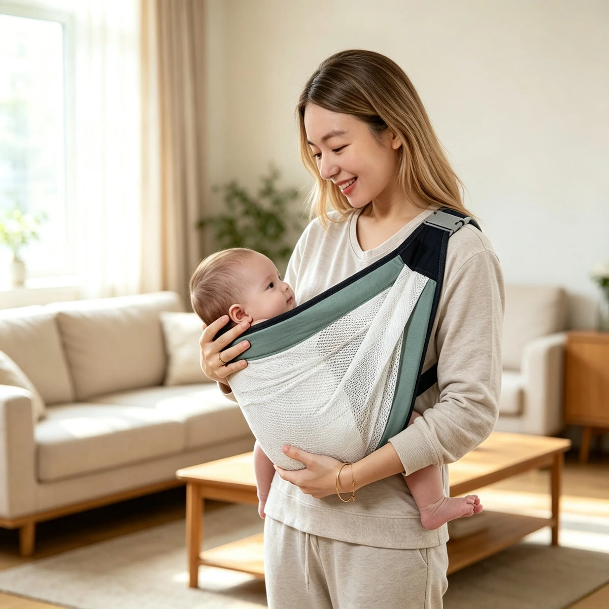 Adjustable One Shoulder Carrier Portable Carrier Sling Lightweight Breathable Mesh Hip Carrier for Infant for Newborn To Toddler