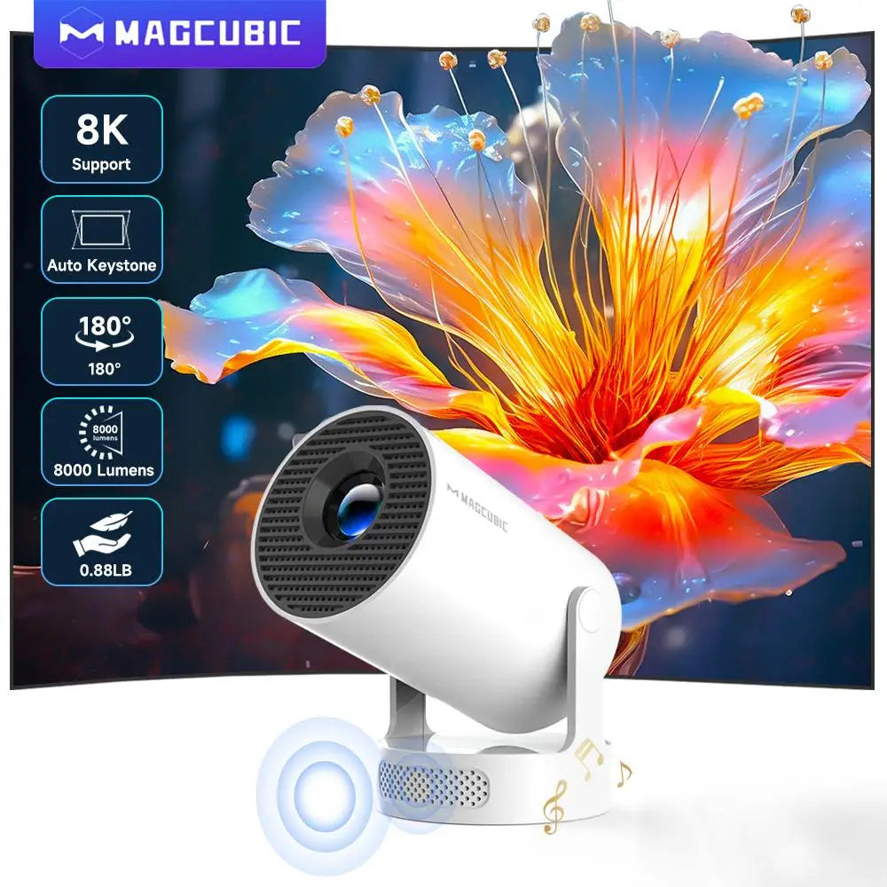 Magcubic HY300 Pro+ Mini Projector — 8K Support, Android 14, WiFi 6, 290 ANSI | Home & Outdoor