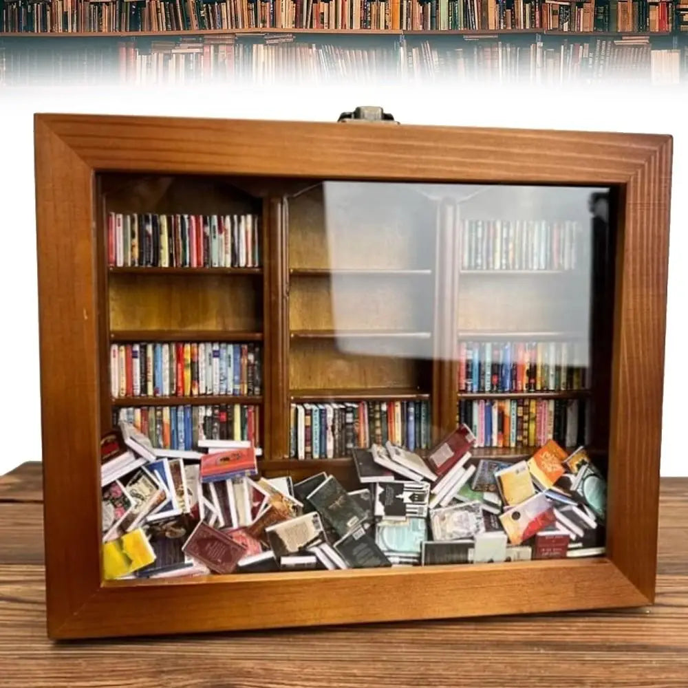 Miniature Wooden Anxiety Bookshelf – Fidget Sensory Desk Toy & Desktop Decor