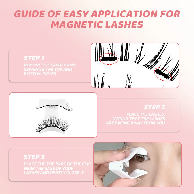 3D Magnetic Eyelashes Kit – Reusable No-Glue False Lashes with Applicator