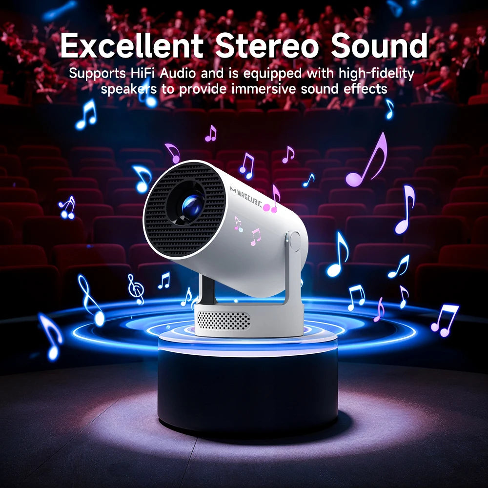 Magcubic HY300 Pro+ Mini Projector — 8K Support, Android 14, WiFi 6, 290 ANSI | Home & Outdoor